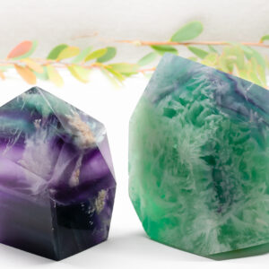 Flourite freeform with feathers