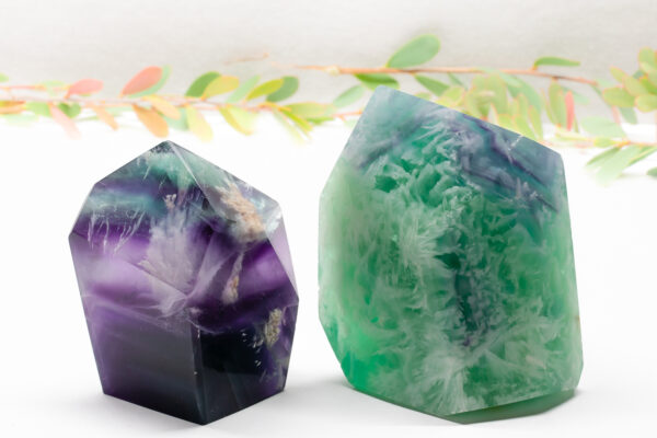 Flourite freeform with feathers